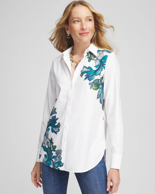 No Iron Floral Scrolls Shirt